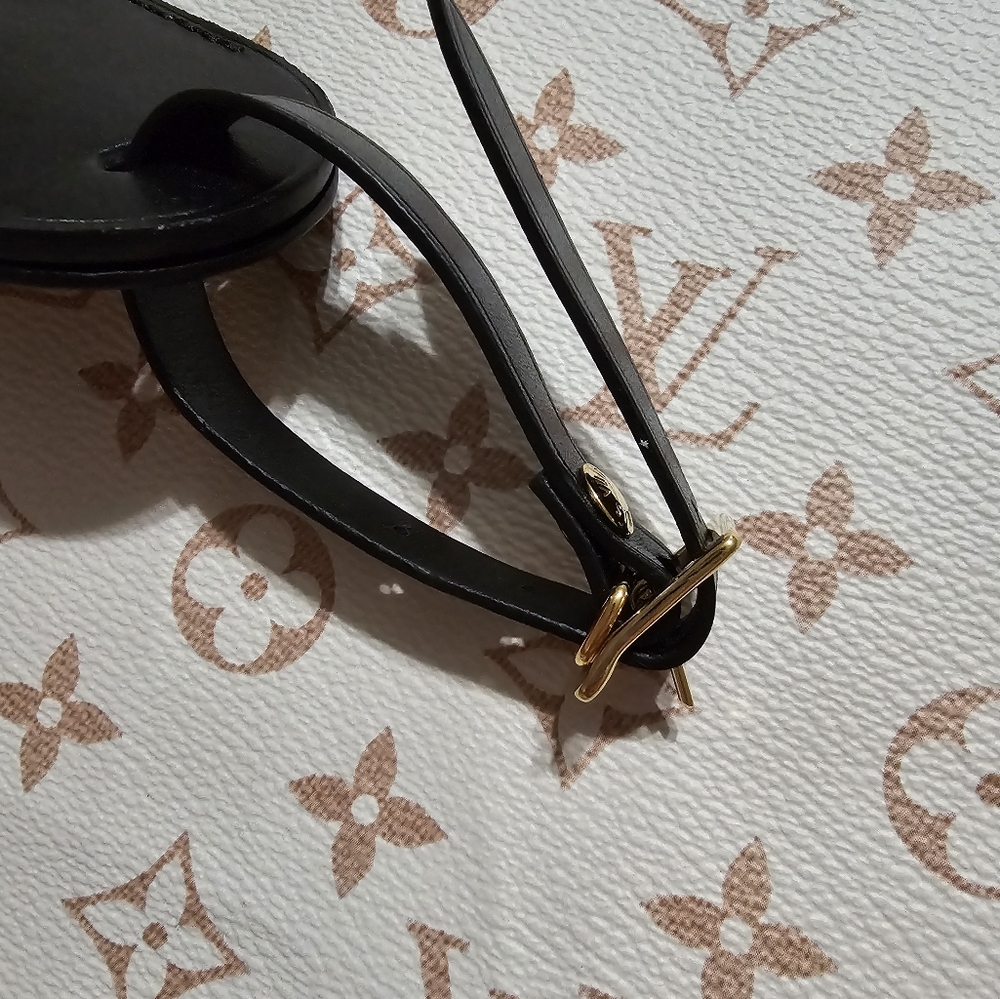 Authentic Louis Vuitton Black Leather Luggage Tag - Picture 4 of 5